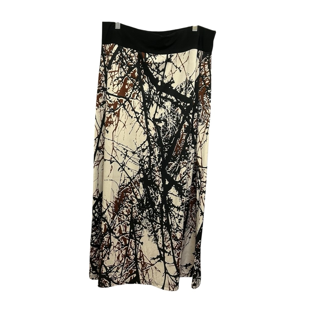 Trisisto Abstract Tree Branch Maxi Stretchy Black Cream Skirt Size XL